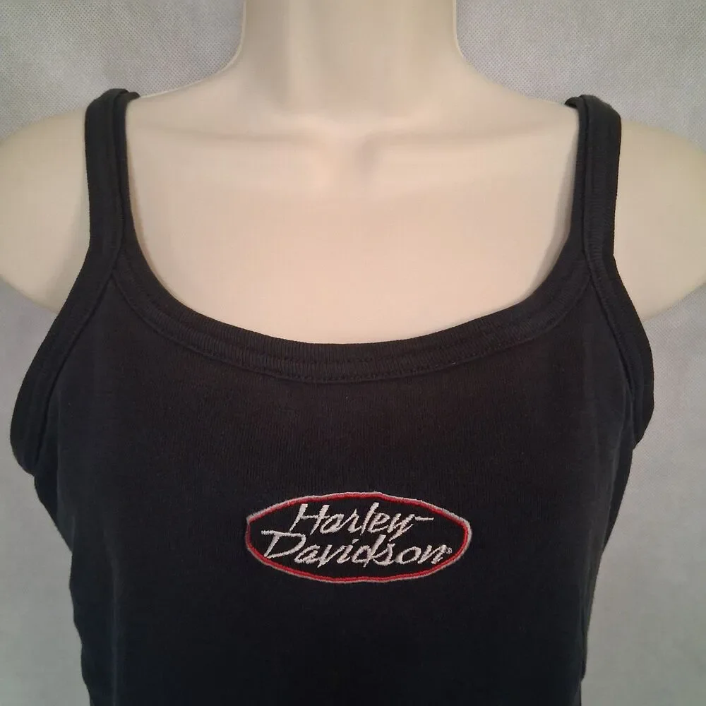 Harley-Davidson Tank Top Women's Large Black Built in Shelf Bra Omaha Nebraska